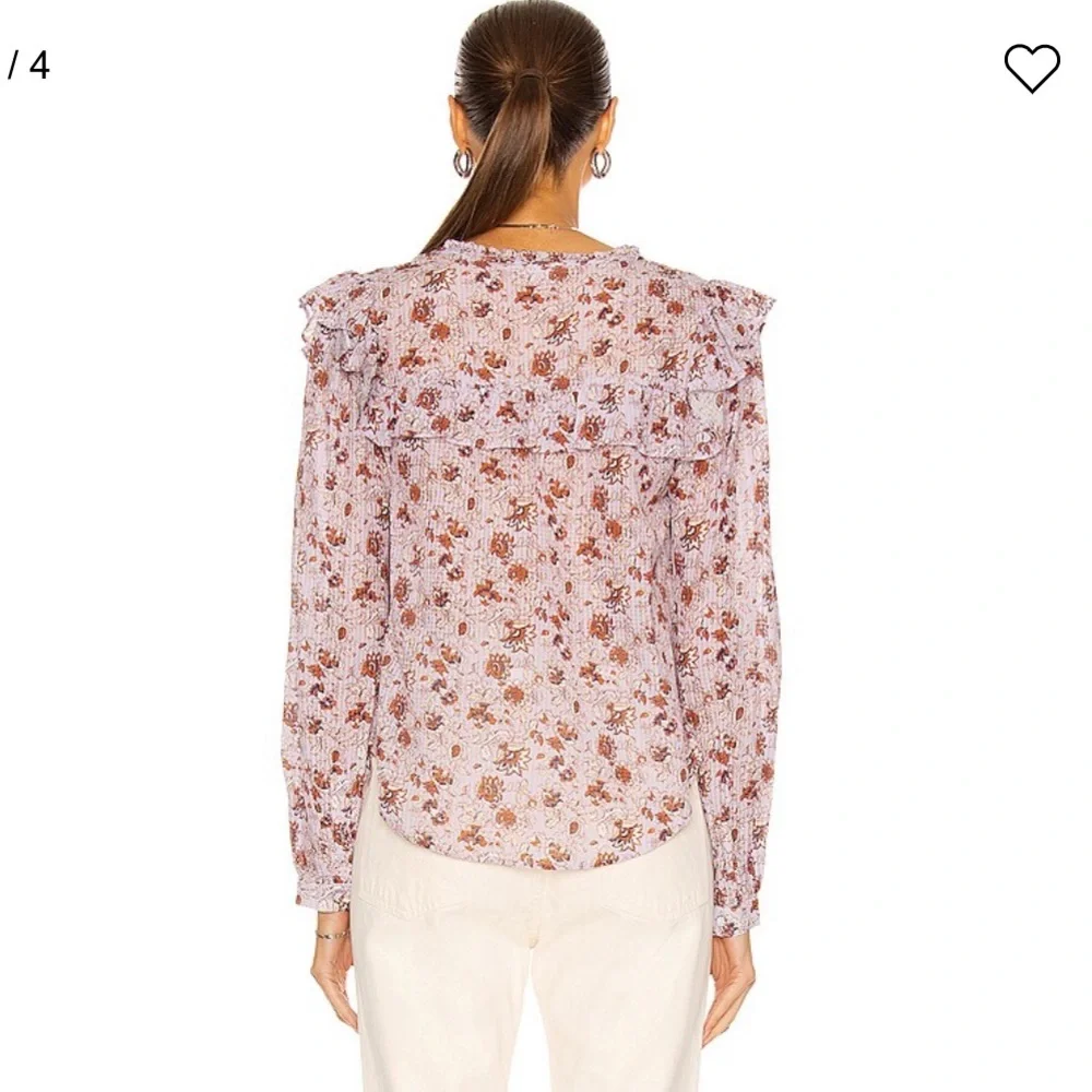 Veronica Beard Lavender Purple Ruffled Floral Long Sleeve Blouse Medium - Picture 11 of 12